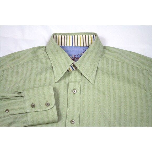 Robert Graham Mens Long Sleeve Button Front Flip Cuff Shirt Size Medium - Picture 4 of 10